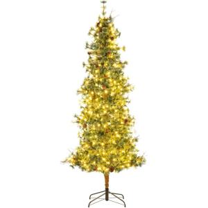 imageGoplus 8 FT PreLit Artificial Christmas Tree Cashmere Xmas Tree with 702 Pine Needles 400 Warm White LED Lights with Bulb Cover Natural Pine Cones Foldable Metal Stand Home Office Decoration8 FT