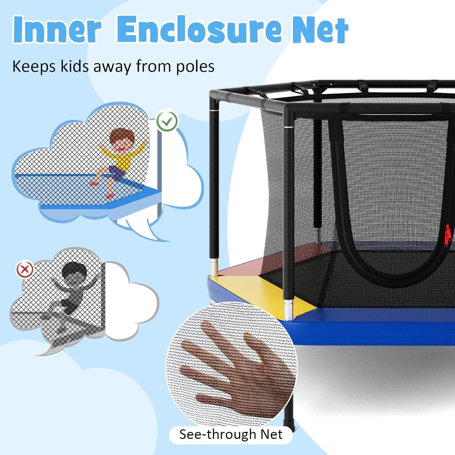 imageGoplus 48quot Toddler Trampoline for Kids 4 FT Recreational Trampoline with Enclosure Safety Net Bouncy Jumping Mat Seamless Design Indoor Outdoor Rebounder Toy for 3 Years Old Boys Girls