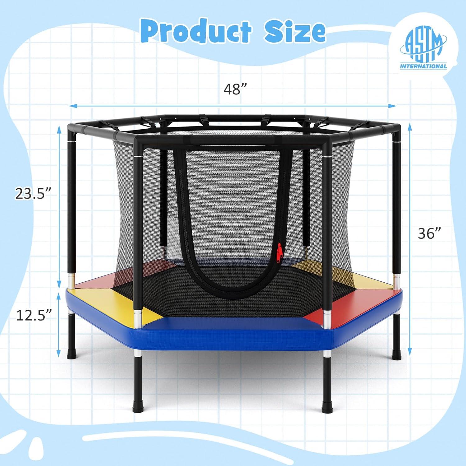 imageGoplus 48quot Toddler Trampoline for Kids 4 FT Recreational Trampoline with Enclosure Safety Net Bouncy Jumping Mat Seamless Design Indoor Outdoor Rebounder Toy for 3 Years Old Boys Girls