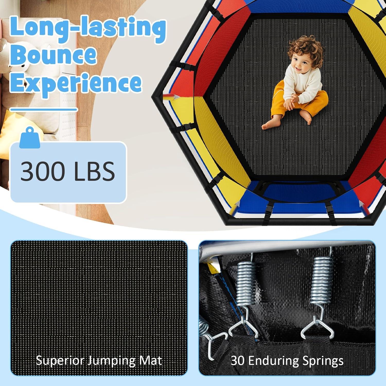 imageGoplus 48quot Toddler Trampoline for Kids 4 FT Recreational Trampoline with Enclosure Safety Net Bouncy Jumping Mat Seamless Design Indoor Outdoor Rebounder Toy for 3 Years Old Boys Girls