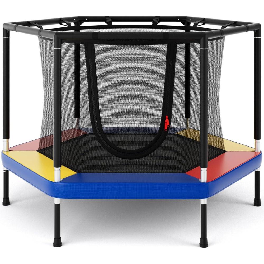 imageGoplus 48quot Toddler Trampoline for Kids 4 FT Recreational Trampoline with Enclosure Safety Net Bouncy Jumping Mat Seamless Design Indoor Outdoor Rebounder Toy for 3 Years Old Boys Girls