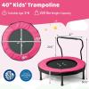 imageGoplus 40quot Mini Trampoline for Kids IndoorOutdoor Fitness Trampoline with Foam Handlebar ampamp Safety Pad Home Workout Equipment for 36 Years Old Toddlers Gift for Boys ampamp GirlsPink