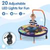 imageGoplus Foldable Toddler Trampoline for Kids 36 Recreational Mini Trampoline w20 LED Lights Foam Handle Padded Safety Cover Indoor Outdoor Exercise Rebounder for Boys Girls Aged 36PurpleOuter Space