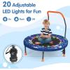imageGoplus Foldable Toddler Trampoline for Kids 36 Recreational Mini Trampoline w20 LED Lights Foam Handle Padded Safety Cover Indoor Outdoor Exercise Rebounder for Boys Girls Aged 36NavyOcean