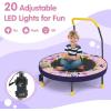 imageGoplus Foldable Toddler Trampoline for Kids 36 Recreational Mini Trampoline w20 LED Lights Foam Handle Padded Safety Cover Indoor Outdoor Exercise Rebounder for Boys Girls Aged 36PinkInstrument