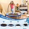 imageGoplus Foldable Toddler Trampoline for Kids 36 Recreational Mini Trampoline w20 LED Lights Foam Handle Padded Safety Cover Indoor Outdoor Exercise Rebounder for Boys Girls Aged 36Baby BlueOcean