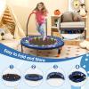 imageGoplus Foldable Toddler Trampoline for Kids 36 Recreational Mini Trampoline w20 LED Lights Foam Handle Padded Safety Cover Indoor Outdoor Exercise Rebounder for Boys Girls Aged 36NavyOcean