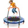 imageGoplus Foldable Toddler Trampoline for Kids 36 Recreational Mini Trampoline w20 LED Lights Foam Handle Padded Safety Cover Indoor Outdoor Exercise Rebounder for Boys Girls Aged 36Baby BlueOcean