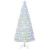 imageGoplus 3 FT PreLit Fiber Optic Christmas Tree Artificial Xmas Tree with SlowFlashing Multicolored Optical Fibers 96 PVC Branch Tips Top Star Foldable Metal Stand Mini Home Office DecorationWhite