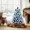 imageGoplus 3 FT PreLit Fiber Optic Christmas Tree Artificial Xmas Tree with SlowFlashing Multicolored Optical Fibers 96 PVC Branch Tips Top Star Foldable Metal Stand Mini Home Office DecorationGreenmulticolored