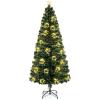 imageGoplus 3 FT PreLit Fiber Optic Christmas Tree Artificial Xmas Tree with SlowFlashing Multicolored Optical Fibers 96 PVC Branch Tips Top Star Foldable Metal Stand Mini Home Office DecorationMulticolored