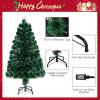 imageGoplus 3 FT PreLit Fiber Optic Christmas Tree Artificial Xmas Tree with SlowFlashing Multicolored Optical Fibers 96 PVC Branch Tips Top Star Foldable Metal Stand Mini Home Office DecorationMulticolored