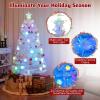 imageGoplus 3 FT PreLit Fiber Optic Christmas Tree Artificial Xmas Tree with SlowFlashing Multicolored Optical Fibers 96 PVC Branch Tips Top Star Foldable Metal Stand Mini Home Office DecorationWhite