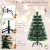imageGoplus 3 FT PreLit Fiber Optic Christmas Tree Artificial Xmas Tree with SlowFlashing Multicolored Optical Fibers 96 PVC Branch Tips Top Star Foldable Metal Stand Mini Home Office DecorationGreenmulticolored