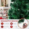 imageGoplus 3 FT PreLit Fiber Optic Christmas Tree Artificial Xmas Tree with SlowFlashing Multicolored Optical Fibers 96 PVC Branch Tips Top Star Foldable Metal Stand Mini Home Office DecorationMulticolored