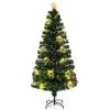 imageGoplus 3 FT PreLit Fiber Optic Christmas Tree Artificial Xmas Tree with SlowFlashing Multicolored Optical Fibers 96 PVC Branch Tips Top Star Foldable Metal Stand Mini Home Office DecorationMulticolored