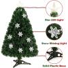 imageGoplus 3 FT PreLit Fiber Optic Christmas Tree Artificial Xmas Tree with SlowFlashing Multicolored Optical Fibers 96 PVC Branch Tips Top Star Foldable Metal Stand Mini Home Office DecorationGreen