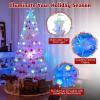 imageGoplus 3 FT PreLit Fiber Optic Christmas Tree Artificial Xmas Tree with SlowFlashing Multicolored Optical Fibers 96 PVC Branch Tips Top Star Foldable Metal Stand Mini Home Office DecorationWhite