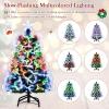 imageGoplus 3 FT PreLit Fiber Optic Christmas Tree Artificial Xmas Tree with SlowFlashing Multicolored Optical Fibers 96 PVC Branch Tips Top Star Foldable Metal Stand Mini Home Office DecorationGreenmulticolored