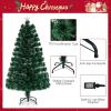 imageGoplus 3 FT PreLit Fiber Optic Christmas Tree Artificial Xmas Tree with SlowFlashing Multicolored Optical Fibers 96 PVC Branch Tips Top Star Foldable Metal Stand Mini Home Office DecorationMulticolored