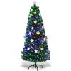 imageGoplus 3 FT PreLit Fiber Optic Christmas Tree Artificial Xmas Tree with SlowFlashing Multicolored Optical Fibers 96 PVC Branch Tips Top Star Foldable Metal Stand Mini Home Office DecorationGreen