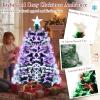 imageGoplus 3 FT PreLit Fiber Optic Christmas Tree Artificial Xmas Tree with SlowFlashing Multicolored Optical Fibers 96 PVC Branch Tips Top Star Foldable Metal Stand Mini Home Office DecorationGreenmulticolored
