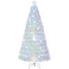 imageGoplus 3 FT PreLit Fiber Optic Christmas Tree Artificial Xmas Tree with SlowFlashing Multicolored Optical Fibers 96 PVC Branch Tips Top Star Foldable Metal Stand Mini Home Office DecorationWhite