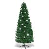 imageGoplus 3 FT PreLit Fiber Optic Christmas Tree Artificial Xmas Tree with SlowFlashing Multicolored Optical Fibers 96 PVC Branch Tips Top Star Foldable Metal Stand Mini Home Office DecorationGreen
