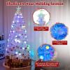 imageGoplus 3 FT PreLit Fiber Optic Christmas Tree Artificial Xmas Tree with SlowFlashing Multicolored Optical Fibers 96 PVC Branch Tips Top Star Foldable Metal Stand Mini Home Office DecorationWhite
