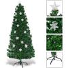 imageGoplus 3 FT PreLit Fiber Optic Christmas Tree Artificial Xmas Tree with SlowFlashing Multicolored Optical Fibers 96 PVC Branch Tips Top Star Foldable Metal Stand Mini Home Office DecorationGreen