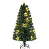 imageGoplus 3 FT PreLit Fiber Optic Christmas Tree Artificial Xmas Tree with SlowFlashing Multicolored Optical Fibers 96 PVC Branch Tips Top Star Foldable Metal Stand Mini Home Office DecorationMulticolored