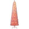 imageGoplus 6ft Pink Slim Pencil Christmas Tree Prelit Snow Flocked Artificial Skinny Xmas Tree with 140 Warm White LED Lights 8 Lighting Modes 392 Branch Tips ampamp Metal Stand Home Office DecorationPinkprelit