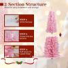 imageGoplus 6ft Pink Slim Pencil Christmas Tree Prelit Snow Flocked Artificial Skinny Xmas Tree with 140 Warm White LED Lights 8 Lighting Modes 392 Branch Tips ampamp Metal Stand Home Office DecorationPinkpencil Tree