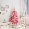 imageGoplus 6ft Pink Slim Pencil Christmas Tree Prelit Snow Flocked Artificial Skinny Xmas Tree with 140 Warm White LED Lights 8 Lighting Modes 392 Branch Tips ampamp Metal Stand Home Office DecorationPink