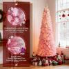 imageGoplus 6ft Pink Slim Pencil Christmas Tree Prelit Snow Flocked Artificial Skinny Xmas Tree with 140 Warm White LED Lights 8 Lighting Modes 392 Branch Tips ampamp Metal Stand Home Office DecorationPinkprelit