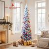 imageGoplus 6ft Pink Slim Pencil Christmas Tree Prelit Snow Flocked Artificial Skinny Xmas Tree with 140 Warm White LED Lights 8 Lighting Modes 392 Branch Tips ampamp Metal Stand Home Office DecorationGradient Blueprelit