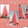imageGoplus 6ft Pink Slim Pencil Christmas Tree Prelit Snow Flocked Artificial Skinny Xmas Tree with 140 Warm White LED Lights 8 Lighting Modes 392 Branch Tips ampamp Metal Stand Home Office DecorationPink