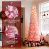 imageGoplus 6ft Pink Slim Pencil Christmas Tree Prelit Snow Flocked Artificial Skinny Xmas Tree with 140 Warm White LED Lights 8 Lighting Modes 392 Branch Tips ampamp Metal Stand Home Office DecorationPinkprelit