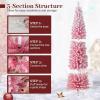 imageGoplus 6ft Pink Slim Pencil Christmas Tree Prelit Snow Flocked Artificial Skinny Xmas Tree with 140 Warm White LED Lights 8 Lighting Modes 392 Branch Tips ampamp Metal Stand Home Office DecorationPinkprelit
