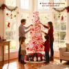 imageGoplus 6ft Pink Slim Pencil Christmas Tree Prelit Snow Flocked Artificial Skinny Xmas Tree with 140 Warm White LED Lights 8 Lighting Modes 392 Branch Tips ampamp Metal Stand Home Office DecorationPinkprelit