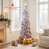 imageGoplus 6ft Pink Slim Pencil Christmas Tree Prelit Snow Flocked Artificial Skinny Xmas Tree with 140 Warm White LED Lights 8 Lighting Modes 392 Branch Tips ampamp Metal Stand Home Office DecorationGradient Blueprelit