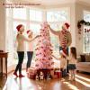 imageGoplus 6ft Pink Slim Pencil Christmas Tree Prelit Snow Flocked Artificial Skinny Xmas Tree with 140 Warm White LED Lights 8 Lighting Modes 392 Branch Tips ampamp Metal Stand Home Office DecorationPinkpencil Tree