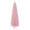 imageGoplus 6ft Pink Slim Pencil Christmas Tree Prelit Snow Flocked Artificial Skinny Xmas Tree with 140 Warm White LED Lights 8 Lighting Modes 392 Branch Tips ampamp Metal Stand Home Office DecorationPinkpencil Tree