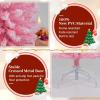 imageGoplus 6ft Pink Slim Pencil Christmas Tree Prelit Snow Flocked Artificial Skinny Xmas Tree with 140 Warm White LED Lights 8 Lighting Modes 392 Branch Tips ampamp Metal Stand Home Office DecorationPinkpencil Tree