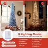 imageGoplus 6ft Pink Slim Pencil Christmas Tree Prelit Snow Flocked Artificial Skinny Xmas Tree with 140 Warm White LED Lights 8 Lighting Modes 392 Branch Tips ampamp Metal Stand Home Office DecorationGradient Blueprelit