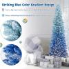 imageGoplus 6ft Pink Slim Pencil Christmas Tree Prelit Snow Flocked Artificial Skinny Xmas Tree with 140 Warm White LED Lights 8 Lighting Modes 392 Branch Tips ampamp Metal Stand Home Office DecorationGradient Blue