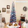 imageGoplus 6ft Pink Slim Pencil Christmas Tree Prelit Snow Flocked Artificial Skinny Xmas Tree with 140 Warm White LED Lights 8 Lighting Modes 392 Branch Tips ampamp Metal Stand Home Office DecorationGradient Blue