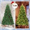 imageGoplus 75 FT PreLit Artificial Christmas Tree Hinged Sparse Xmas Fir Tree with 725 Soft Branch Tips 500 Multicolored LED Lights 8 Modes Foldable Metal Stand Home Office DecorationGreen red
