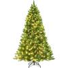 imageGoplus 75 FT PreLit Artificial Christmas Tree Hinged Sparse Xmas Fir Tree with 725 Soft Branch Tips 500 Multicolored LED Lights 8 Modes Foldable Metal Stand Home Office DecorationGreen red