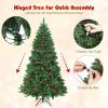 imageGoplus 75 FT PreLit Artificial Christmas Tree Hinged Sparse Xmas Fir Tree with 725 Soft Branch Tips 500 Multicolored LED Lights 8 Modes Foldable Metal Stand Home Office DecorationGreen red